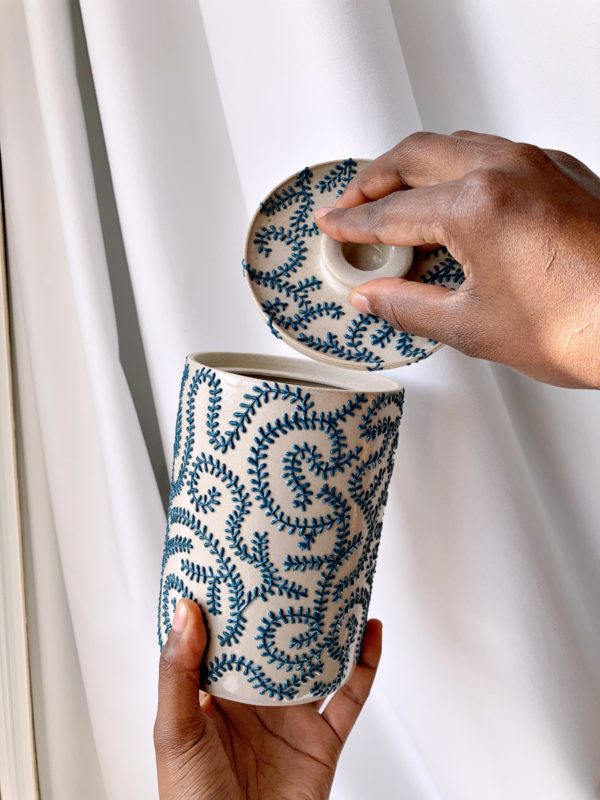 Pot à couvercle - Motif végétal