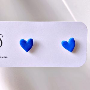 Boucles puces coeurs bleus