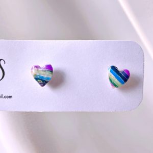 Boucles puces coeurs Rainbow