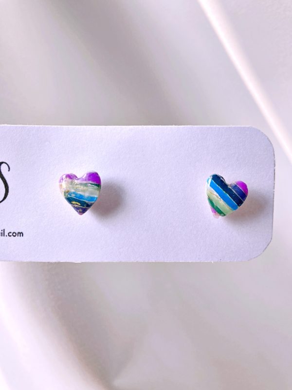 Boucles puces coeurs Rainbow